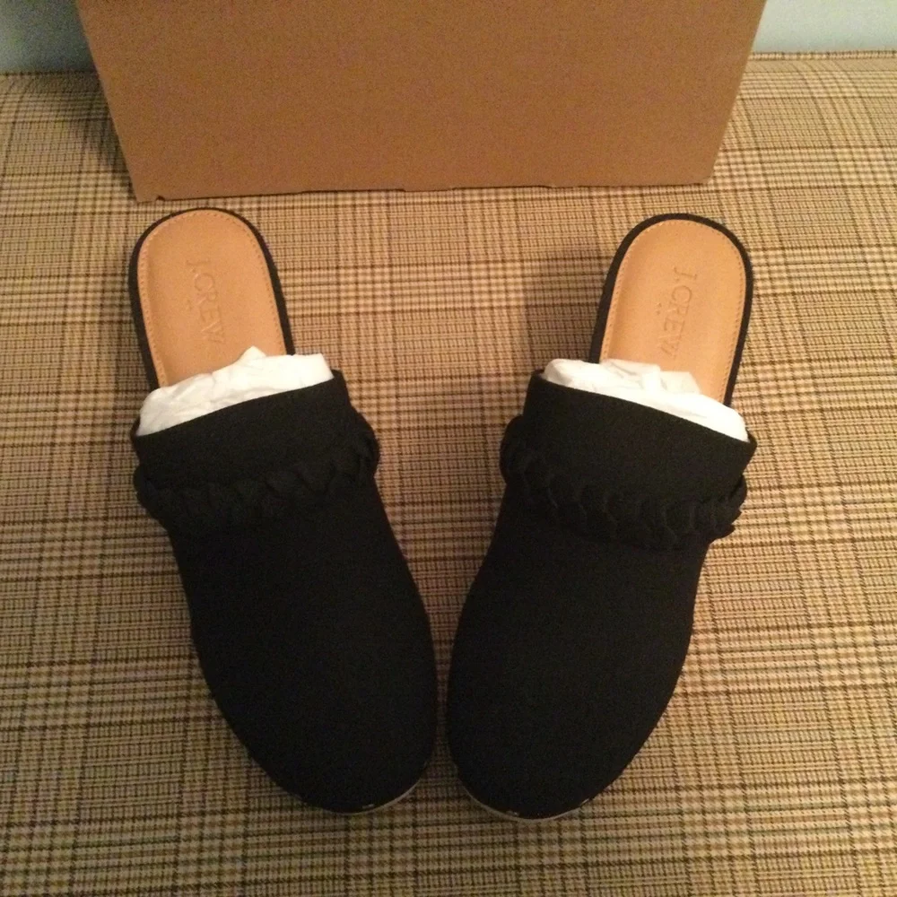NWT JCREW Clogs Sueded Boho Black Wood Shoes- Size 8.5 Womens - Picture 9 of 9
